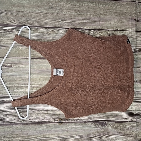 Victoria's Secret Tops - Victoria’s Secret Pink Crop Tank Top Sherpa Size Medium Brown